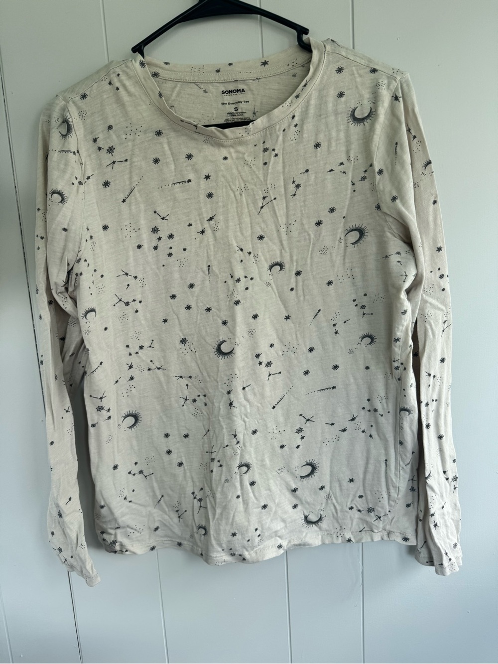 Sonoma Long-Sleeve Moon & Star Print Shirt - Cream